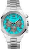 Guess GW0489G3 Empire Men's Watch – Sky Blue Dial & Silver Steel Strap with Chronograph Quartz Movement