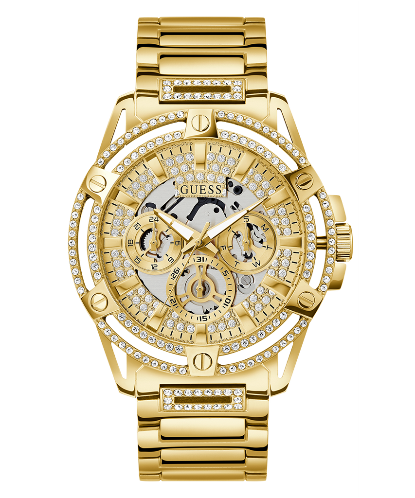 Guess Queen Quartz Gold Dial Gold Steel Strap Watch For Men - GW0497G2