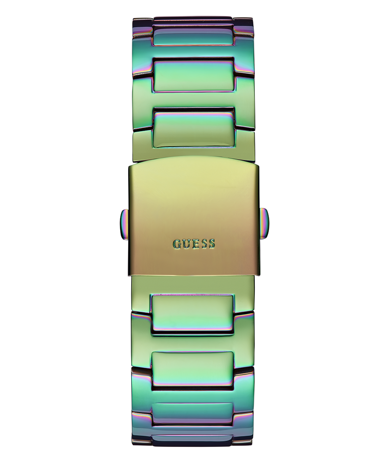Guess King Iridescent Multifunction Multicolor Dial Purple Steel Strap Watch For Men - GW0497G3