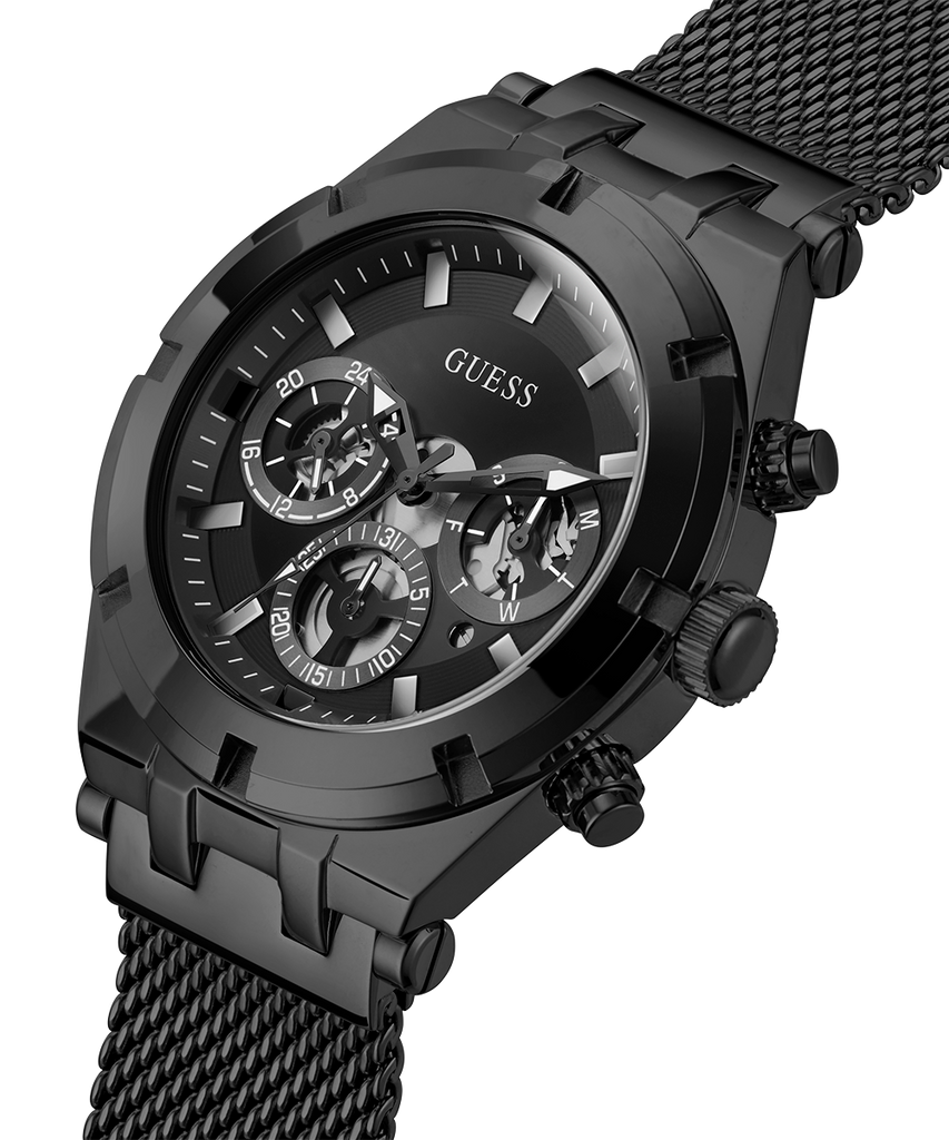 Guess Continental Chronograph Black Dial Black Mesh Strap Watch For Men - GW0582G3