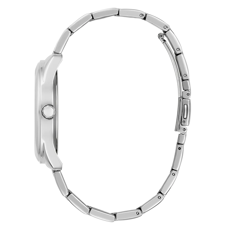 Guess Cubed Analog Silver Dial Silver Steel Strap Watch For Women - GW0606L1