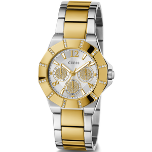 Guess Sunray Multifunction Silver Dial Two Tone Steel Strap Watch for Women - GW0616L2