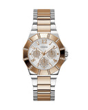 Guess Sunray Multifunction Crystals Silver Dial Two Tone Steel Strap Watch For Women - GW0616L3
