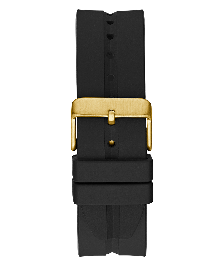 Guess King Quartz Crystals Gold Dial Black Silicone Strap Watch For Men - GW0537G2