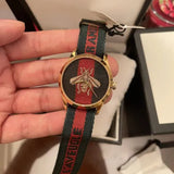 Gucci G Timeless Quartz Green & Red Dial Green & Red NATO Strap Watch For Men - YA126487A