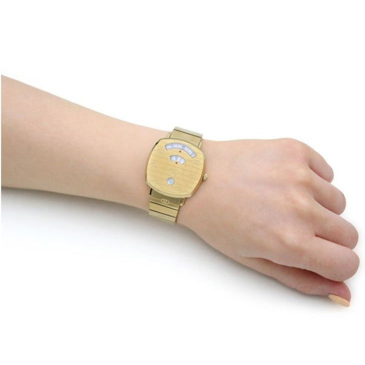 Gucci Grip Yellow Gold Dial Yellow Gold Steel Strap Unisex Watch -  YA157403