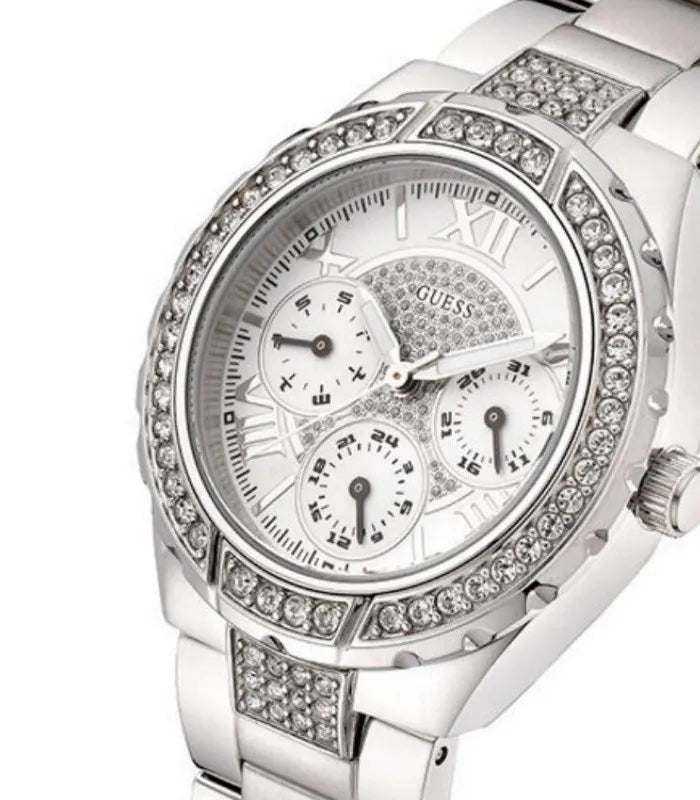 Guess Viva Quartz Silver Dial Silver Steel Strap Watch For Women - W0111l1
