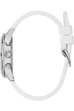 Guess Confetti Crystal Black Dial White Silicone Strap Watch For Women - W1098L1