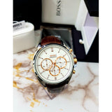 Hugo Boss Driver Quartz Silver Dial Brown Leather Strap Watch For Men - HB1512881