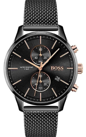 Hugo Boss Associate Black Dial Black Mesh Bracelet Watch for Men - 1513769