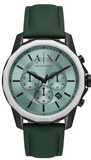 Armani Exchange Banks AX1725 Men's Chronograph Watch – Green Dial with Green Leather Strap