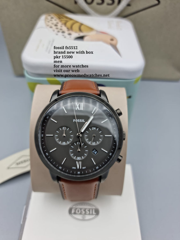 Fossil FS5512 Neutra Chronograph Men’s Watch – Grey Dial & Brown Leather Strap
