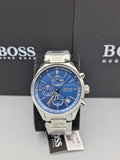 Hugo Boss Grand Prix Blue Dial Silver Steel Strap Watch for Men - 1513478