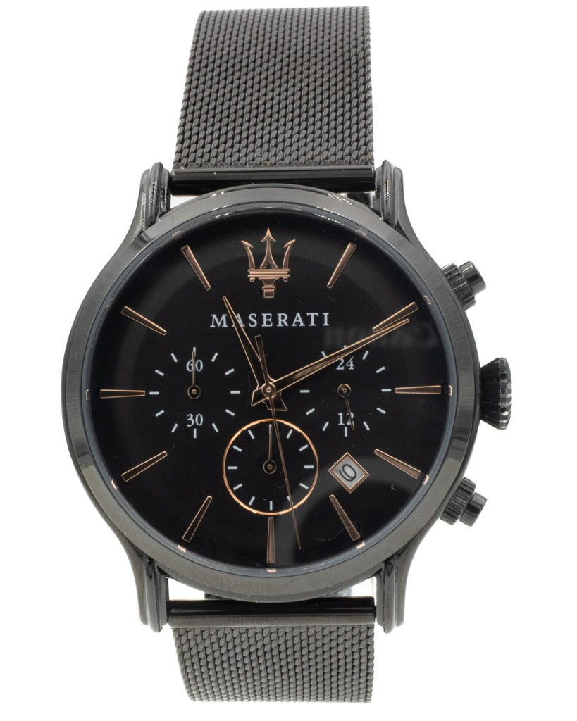 Maserati Epoca Chronograph Black Dial Black Mesh Strap Watch For Men - R8873618013