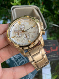 Fossil Dean Chronograph Champagne Dial Gold Steel Strap Watch for Men - FS4867