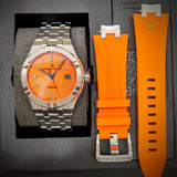 Maurice Lacroix AI6008 Aikon Automatic Date Men’s Watch – Orange Dial & Silver Steel Strap