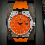 Maurice Lacroix AI6008 Aikon Automatic Date Men’s Watch – Orange Dial & Silver Steel Strap