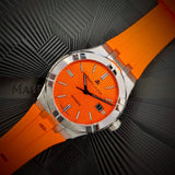 Maurice Lacroix AI6008 Aikon Automatic Date Men’s Watch – Orange Dial & Silver Steel Strap