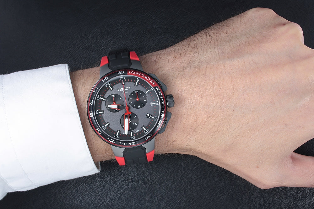 Tissot T Race Cycling Vuelta Black Dial Two Tone Rubber Strap Watch For Men - T111.417.37.441.01