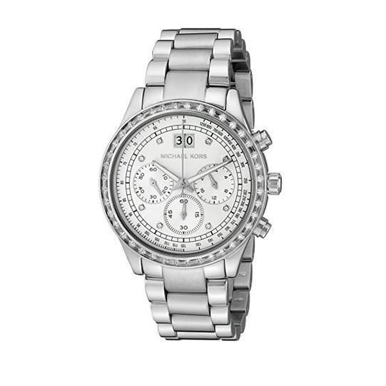 Michael Kors Brinkley Diamonds Silver Dial Silver Steel Strap Watch for Women - MK6186