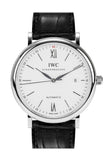 IWC Portofino Automatic White Dial Black Leather Strap Watch for Men - IW356501