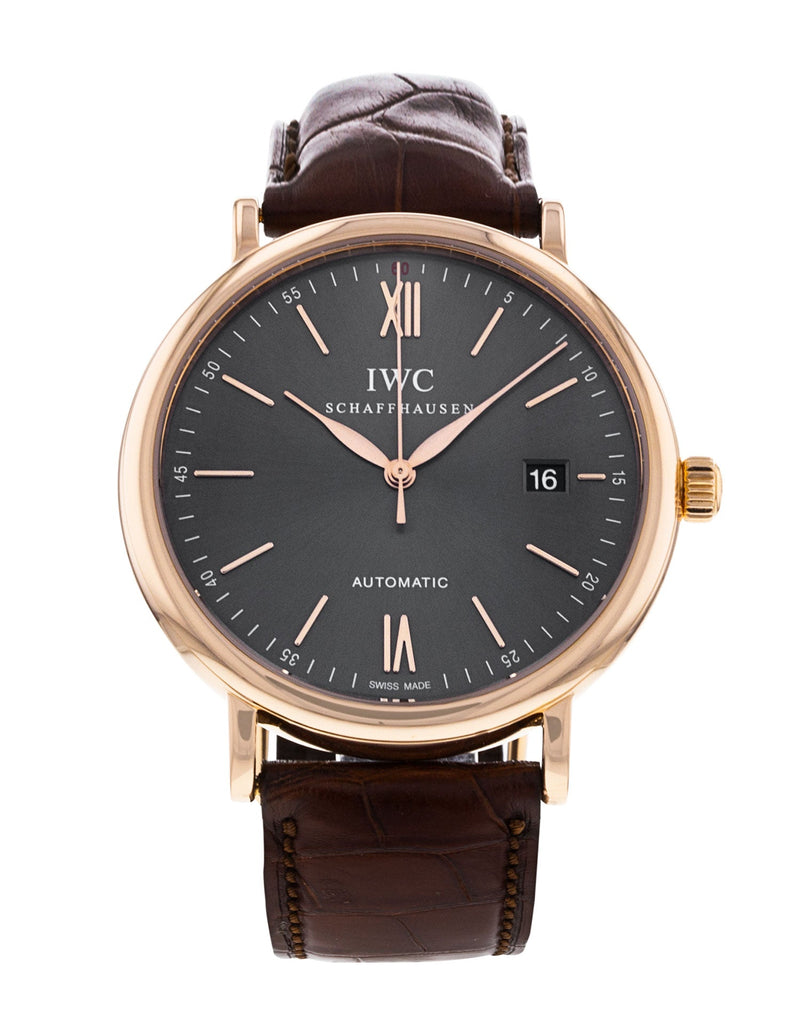 IWC Portofino Automatic Grey Dial Brown Leather Strap Watch for Men - IW356511