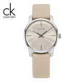 Calvin Klein City White Dial White Leather Strap Watch for Women - K2G231XH
