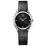 Calvin Klein Skirt Black Dial Black Leather Strap Watch for Women - K2U231CS