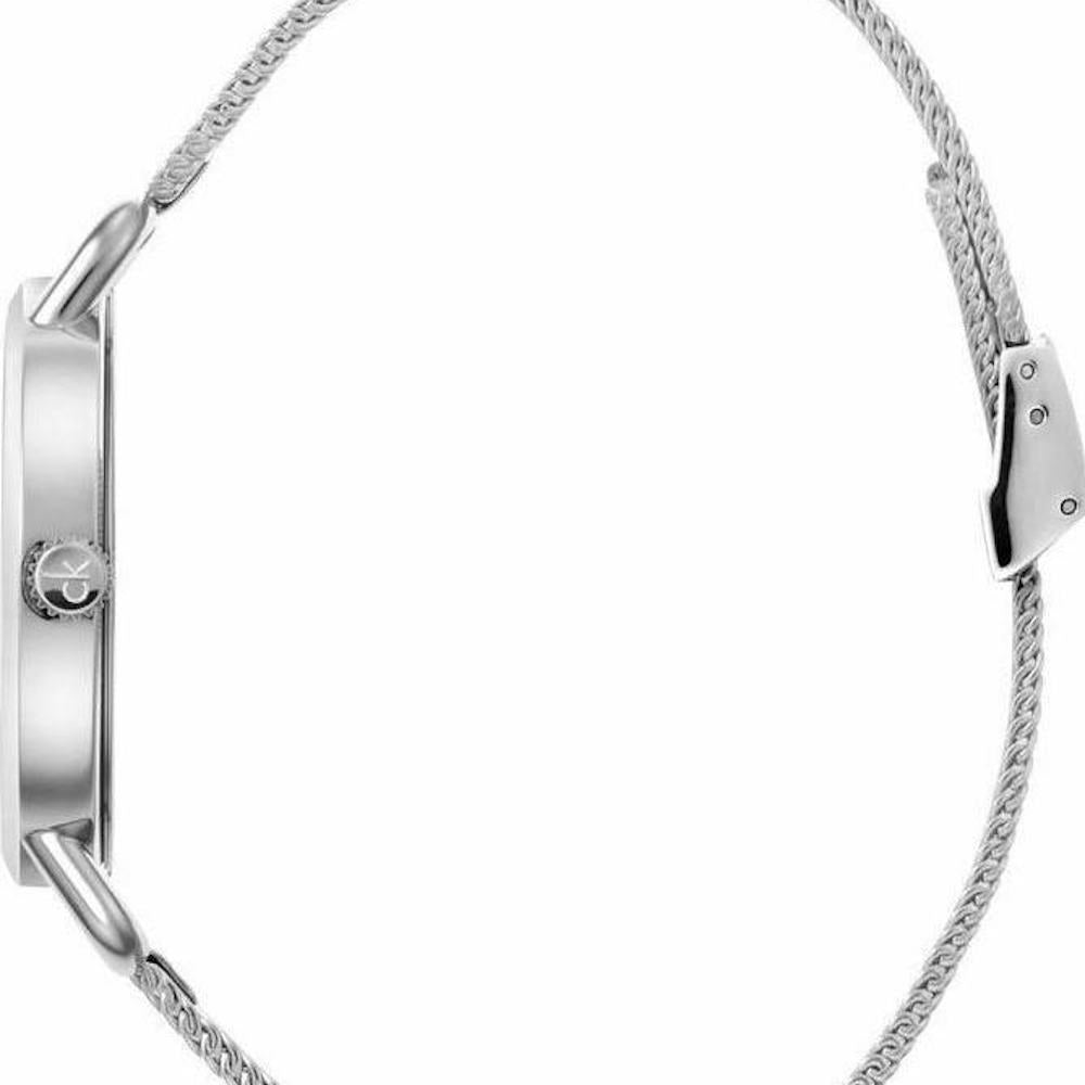 Calvin Klein Even Black Dial Silver Mesh Bracelet Watch for Women - K7B23121