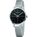 Calvin Klein Even Black Dial Silver Mesh Bracelet Watch for Women - K7B23121