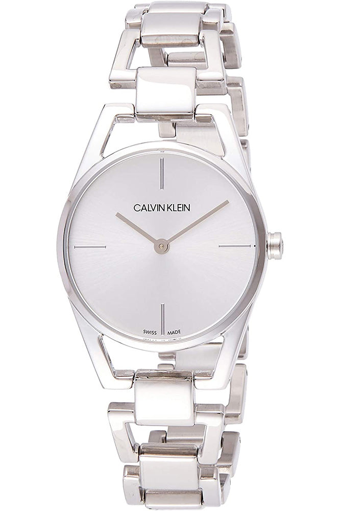 Calvin Klein Dainty Silver Dial Silver Steel Strap Watch for Women - K7L23146