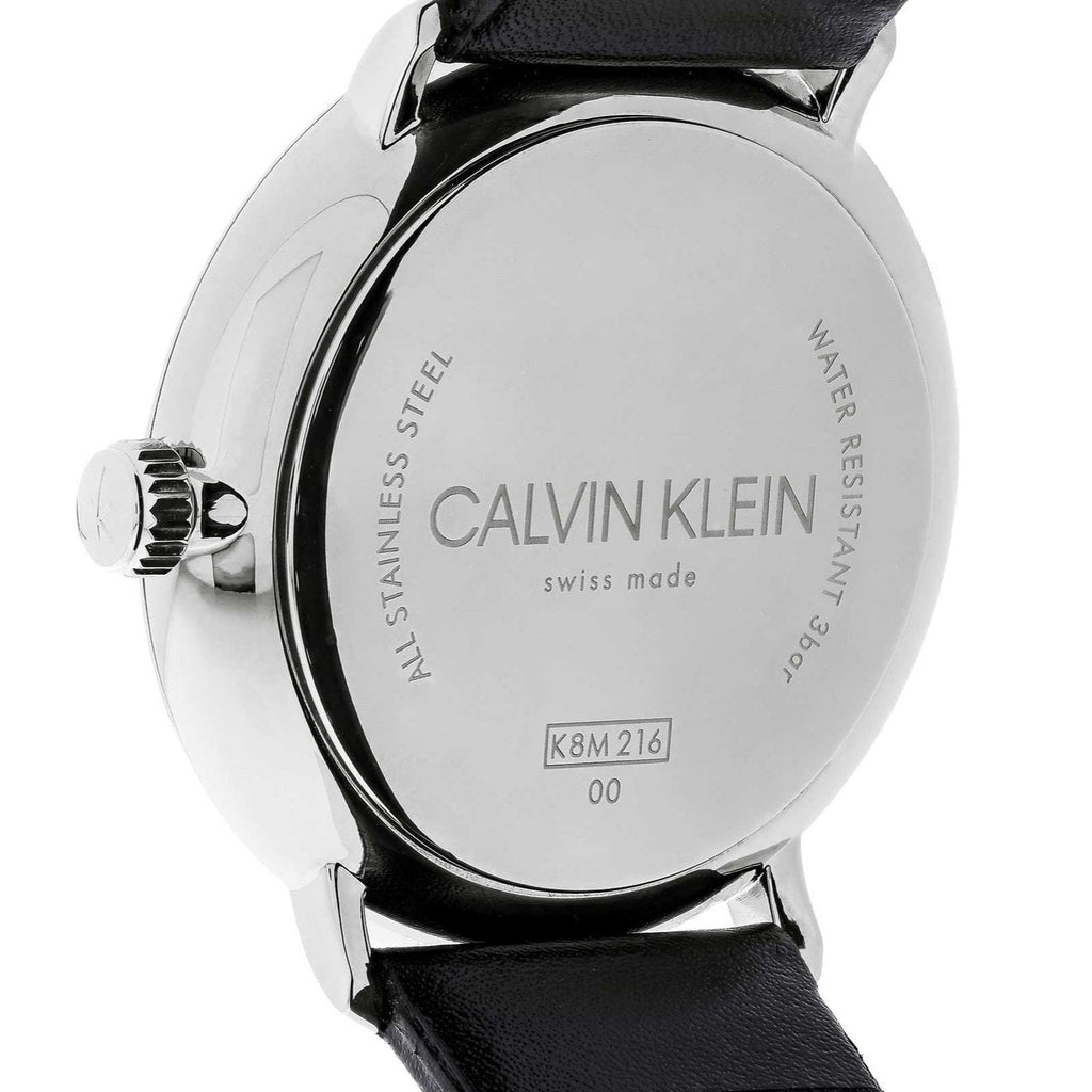 Calvin Klein High Noon Quartz Black Dial Black Leather Strap Watch for Men - K8M211C1