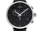 Calvin Klein High Noon Chronograph Black Dial Black Leather Strap Watch for Men - K8M271C1