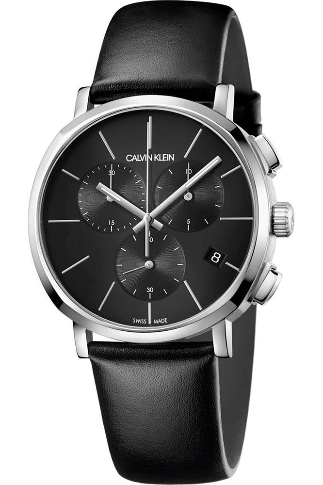 Calvin Klein Posh Black Dial Black Leather Strap Watch for Men - K8Q371C1