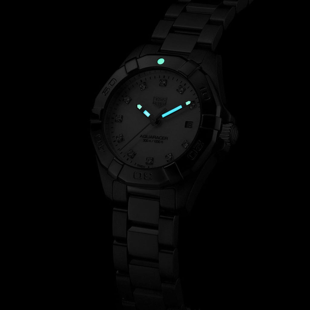 Tag Heuer Aquaracer Diamonds Women's Watch WBD1414.BA0741 – Mother of Pearl Dial with Silver Steel Strap