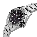 Tag Heuer Aquaracer Quartz Diamonds Black Dial Silver Steel Strap Watch for Women - WAY131P.BA0748