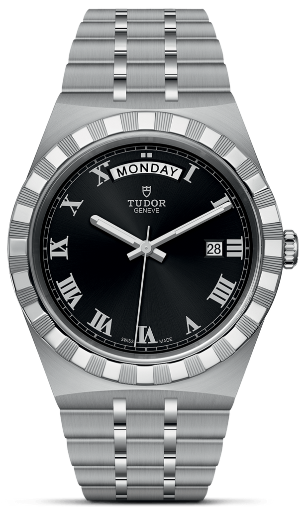 Tudor Royal Automatic Black Dial Silver Steel Strap Watch for Men - M28600-0003
