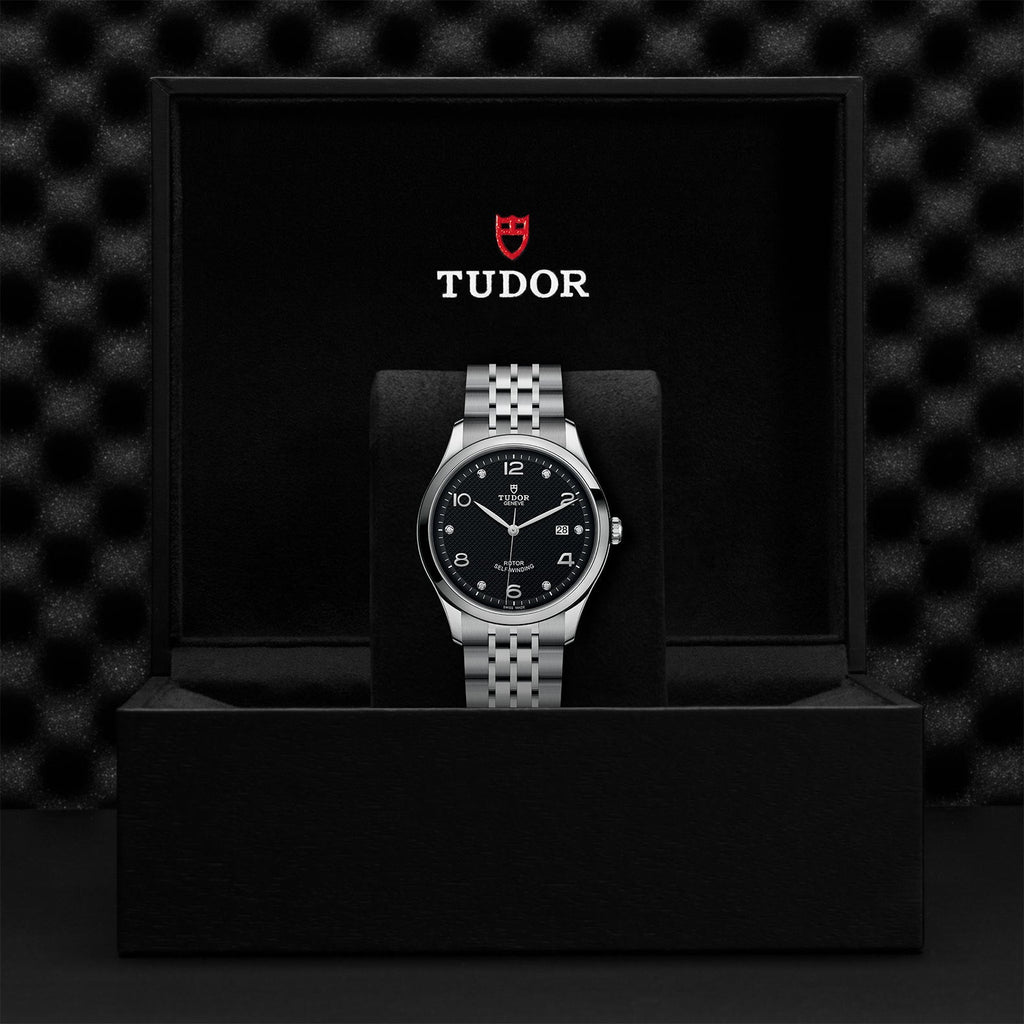 Tudor 1926 Automatic Diamonds Black Dial Silver Steel Strap Watch for Men - M91650-0004