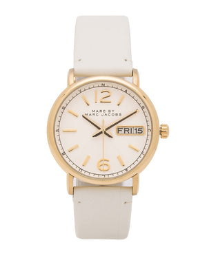 Marc Jacobs Fergus White Dial White Leather Strap Watch for Women - MBM8653