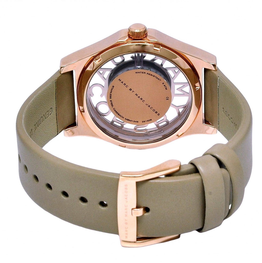 Marc Jacobs Henry Dinky Skeleton Beige Dial Beige Leather Strap Watch for Women - MBM1245