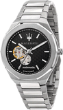 Maserati R8823142002 Stile Skeleton Automatic Men's Watch – Black Dial & Silver Steel Strap