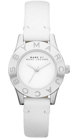 Marc Jacobs Mini Blade White Dial White Leather Strap Watch for Women - MBM1206