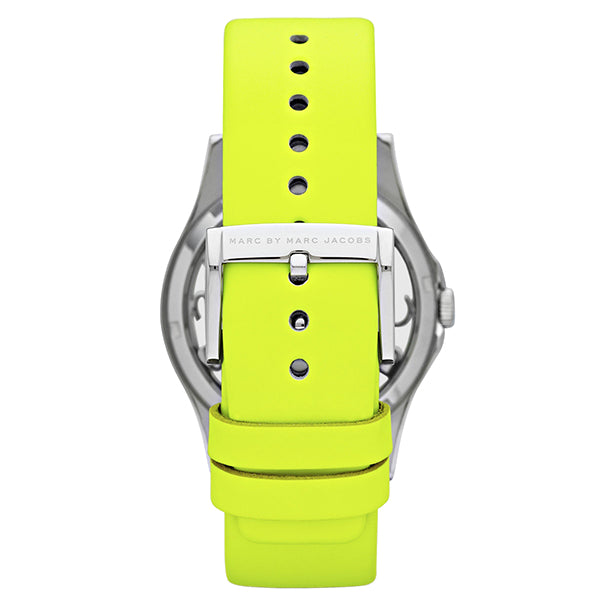 Marc Jacobs Henry Skeleton Neon Yellow Dial Yellow Leather Strap Watch for Women - MBM1242
