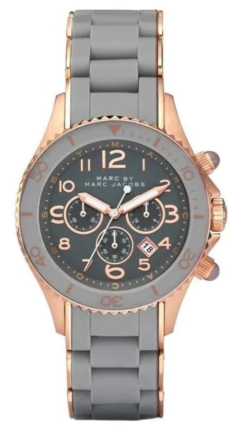Marc Jacobs Rock Chronograph Grey Dial Grey Silicone Strap Watch for Women - MBM2550