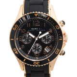 Marc Jacobs Rock Chronograph Black Dial Black Silicone Strap Watch for Women - MBM2553