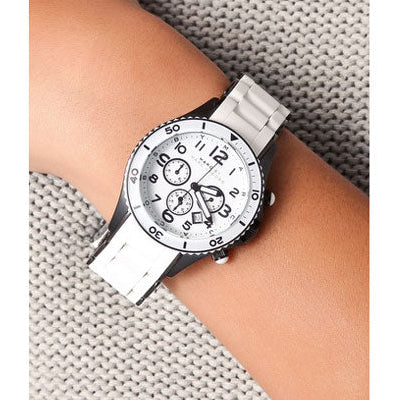 Marc Jacobs Rock Chronograph White Dial White Silicone Strap Watch for Women - MBM2574