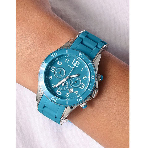 Marc Jacobs Rock Chronograph Blue Dial Blue Silicone Strap Watch for Women - MBM2575