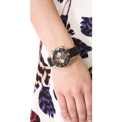 Marc Jacobs Rock Chronograph Black Dial Black Silicone Strap Watch for Women - MBM2598