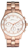 Marc Jacobs Blade Chronograph White Dial Rose Gold Steel Strap Watch for Women - MBM3082