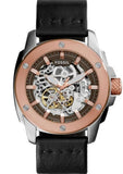 Fossil ME3082 Modern Machine Automatic Skeleton Men's Watch – Skeleton Dial & Black Leather Strap
